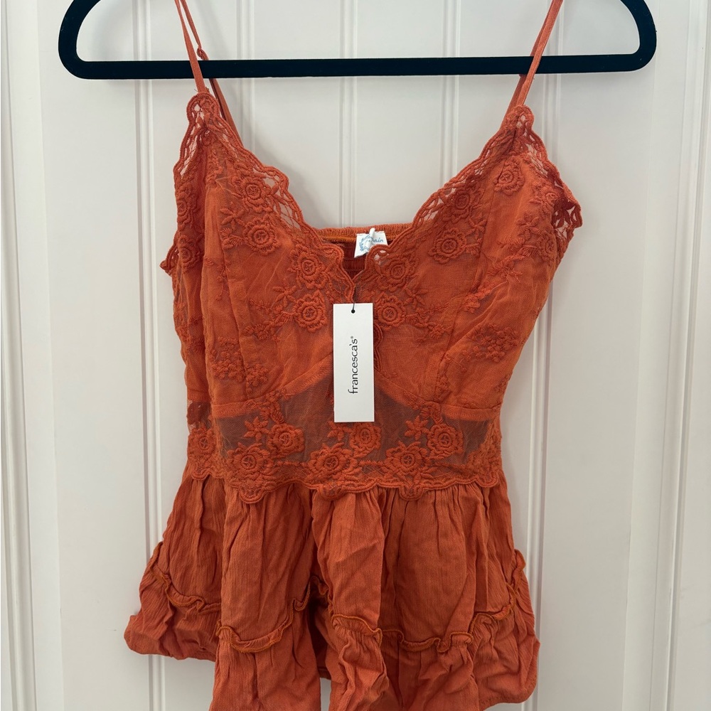 Francesca's Collections Rust Lace-Detail Camisole